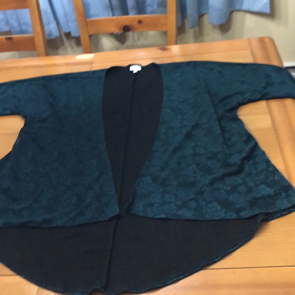 LuLaRoe Lindsay Size Small Teal Roses